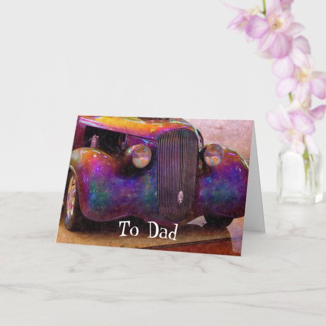 Purple Tones Vintage Classic Car Fathers Day Card (Orchid)
