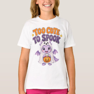 Purple Too Cute to Spook Ghost Dragon Kids T-Shirt