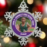 Purple Track & Field Photo High School Athlete Snowflake Pewter Christmas Ornament<br><div class="desc">This cool customized high school track team athlete photo gift features white typography of your team on a snowflake shaped Christmas ornament with a running track on a purple background. Personalize with your student's photograph and class year as a proud runner parent.</div>