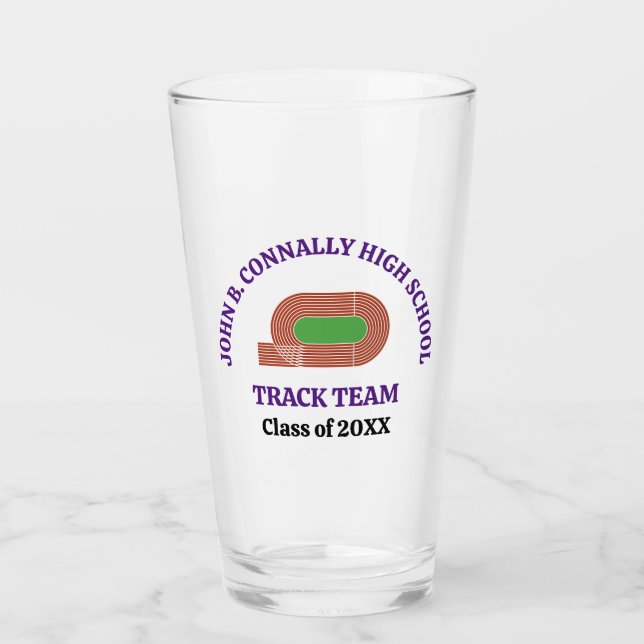Purple Track Team Custom High School Runner Glass (Front)