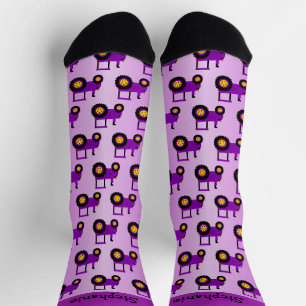 Purple Tractor Design Personalised Socks
