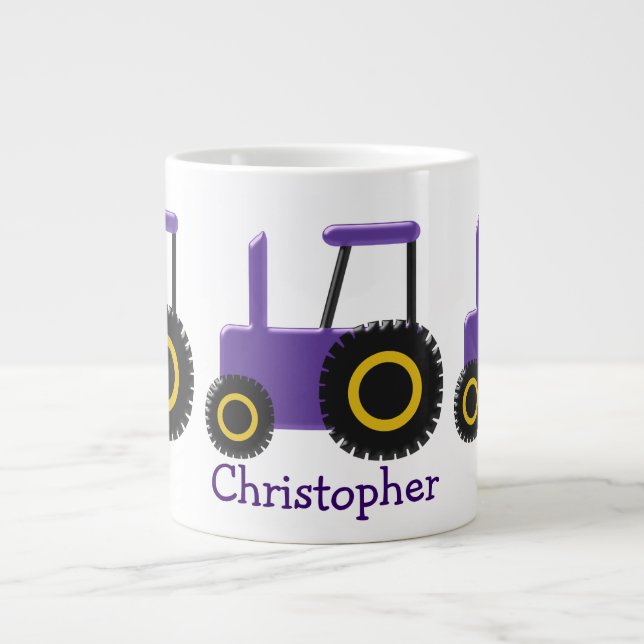 Purple Tractor Large Coffee Mug (Front)