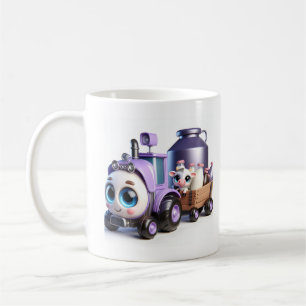 Purple Tractor with Cow and Milk Baby Coffee Mug