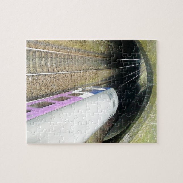 Purple Train, Railway Tracks, Tunnel, Travelling Jigsaw Puzzle (Horizontal)