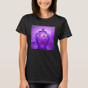 Purple Transparent Glass Vase With Gold Stars T-Shirt