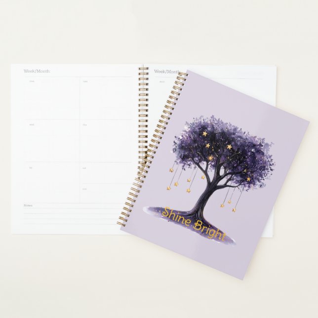 Purple Tree Gold Stars Shine Bright Planner (Display)