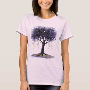 Purple Tree Gold Stars Shine Bright T-Shirt