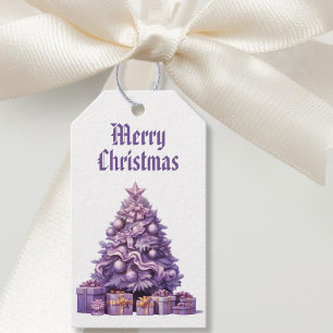 Purple tree Nostalgic Merry Christmas Gift Tags