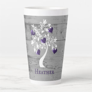 Purple Tree of Hearts Personalised Latte Mug