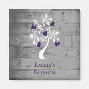 Purple Tree of Hearts Personalised Magnet