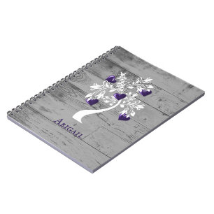 Purple Tree of Hearts Personalised Notebook