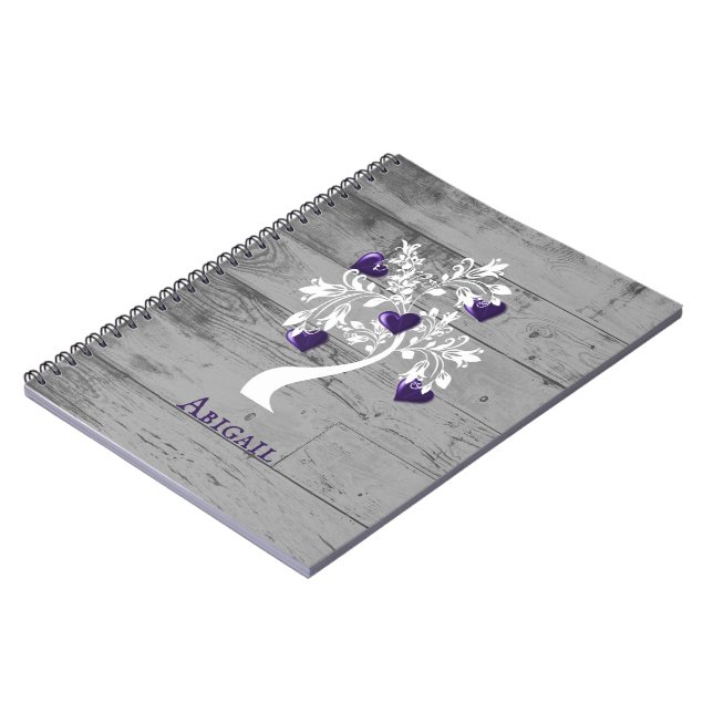 Purple Tree of Hearts Personalised Notebook (Left Side)