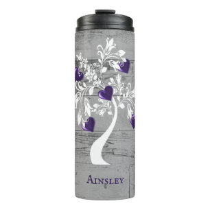 Purple Tree of Hearts Personalised Thermal Tumbler