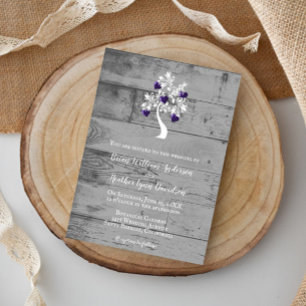 Purple Tree of Hearts Wedding Invitation