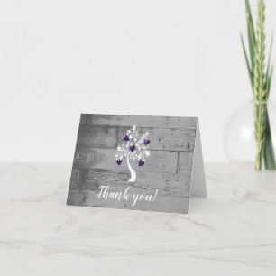 Purple Tree of Hearts Wedding Thank You Cards