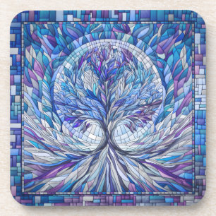 Purple Tree of Tranquility Mosaic art Coaster