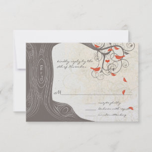 Purple Tree Swirls Love Birds Wedding Invitation