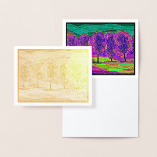Purple Trees by Mark Edward Westerfield Gold Foil Card