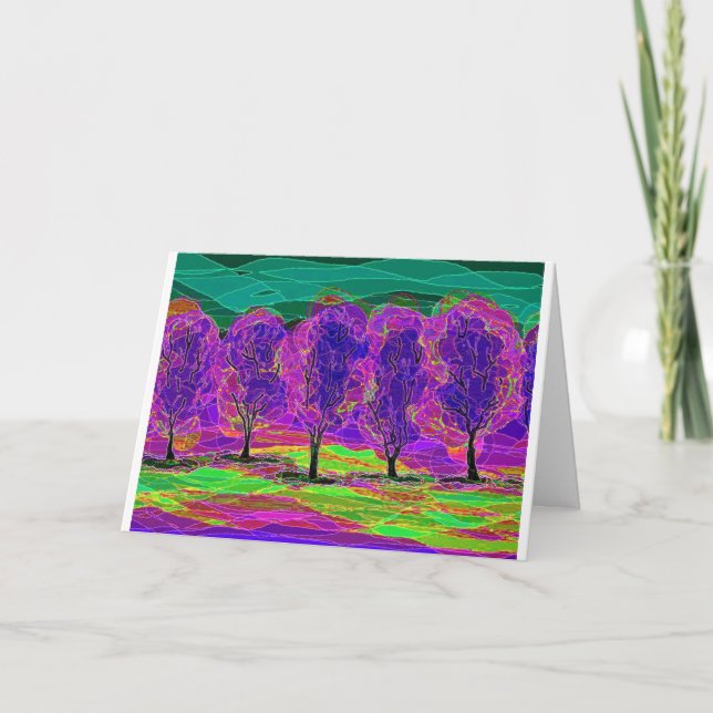 Purple Trees computer drawing card    (Front)
