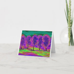Purple Trees computer drawing card   
