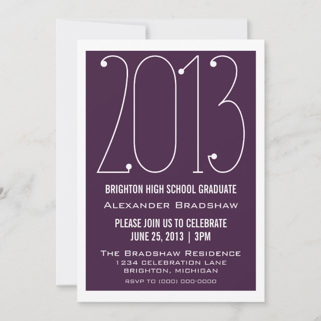 Purple Trendy 2013 Graduation Invitation (Front)