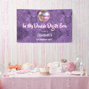 Purple Trendy In My Double Digits Era Birthday Banner