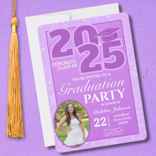 Purple Trendy Photo 2025 Graduation Invitation