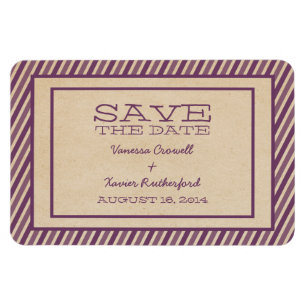 Purple Trendy Stripes Save the Date Magnet