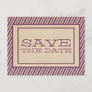 Purple Trendy Stripes Save the Date Postcard