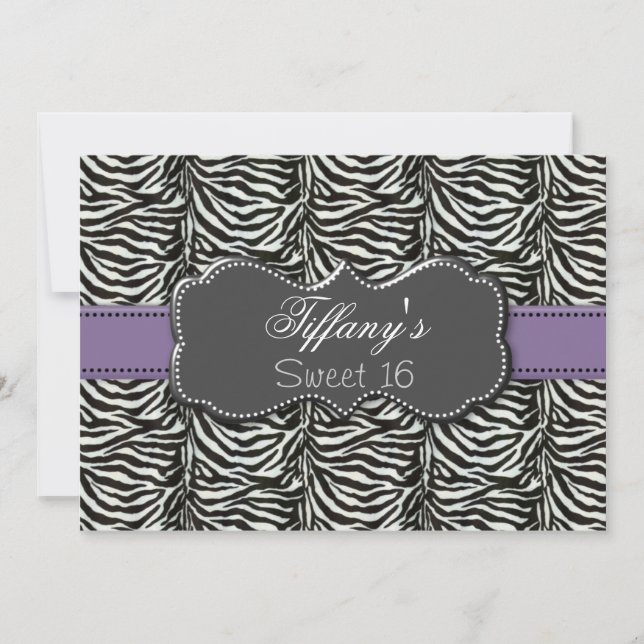 purple trendy Sweet Sixteen party Invitation (Front)