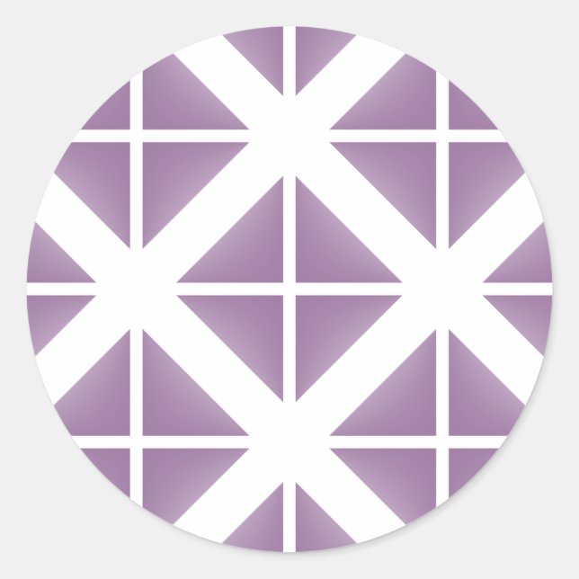 Purple Trendy Triangle Pattern Classic Round Sticker (Front)