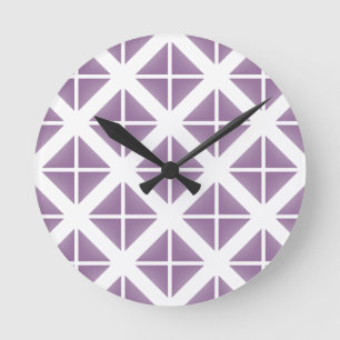 Purple Trendy Triangle Pattern Round Clock