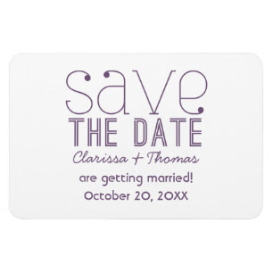 Purple Trendy Typography Save the Date Magnet