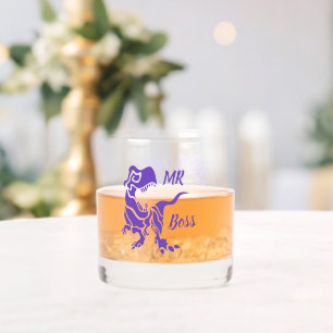 Purple Trex the Boss Dino Whiskey Glass