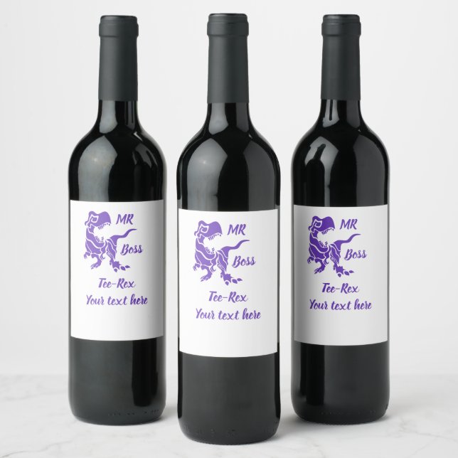 Purple Trex the Boss Dino Wine Label (Bottles)