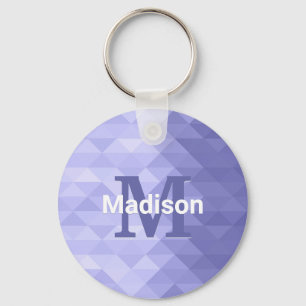 Purple triangle geometry square Monogram Key Ring