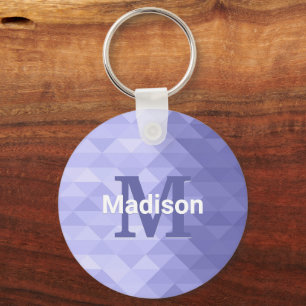 Purple triangle geometry square Monogram Key Ring