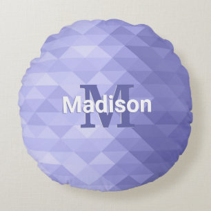 Purple triangle geometry square Monogram Round Cushion