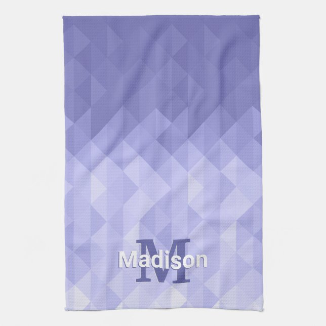 Purple triangle geometry square Monogram Tea Towel (Vertical)