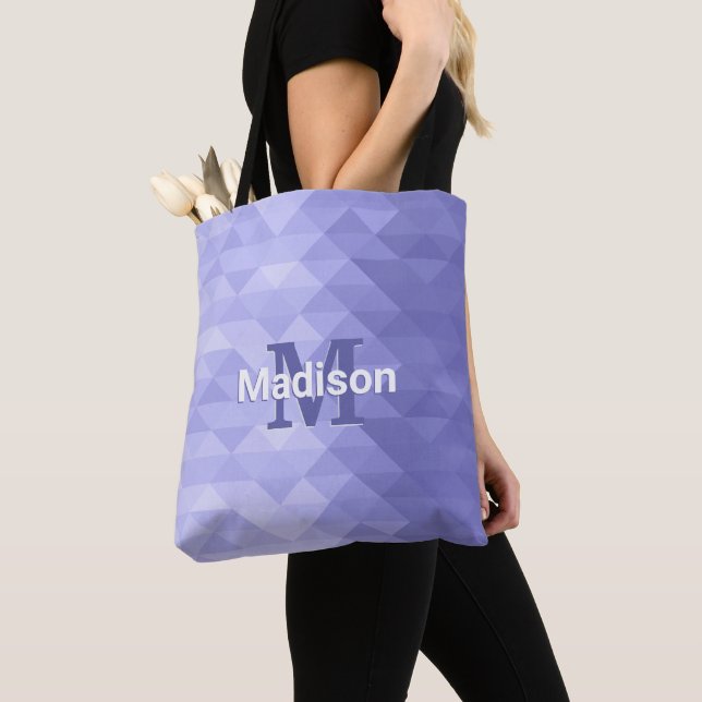 Purple triangle geometry square Monogram Tote Bag (Close Up)