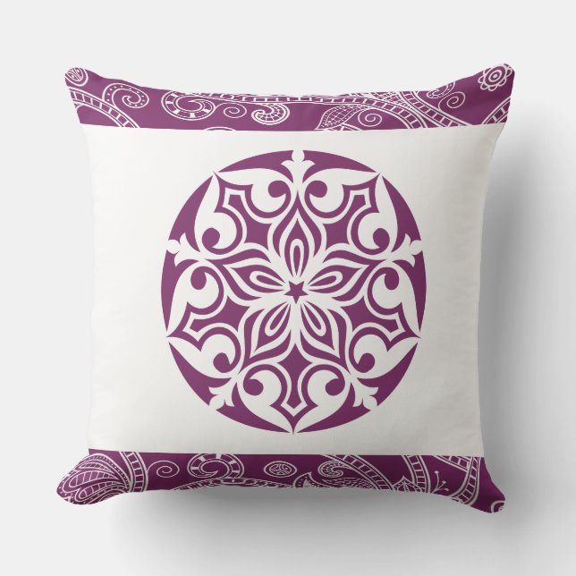 Purple TRIBAL CIRCLE Retro Throw Pillow (Front)