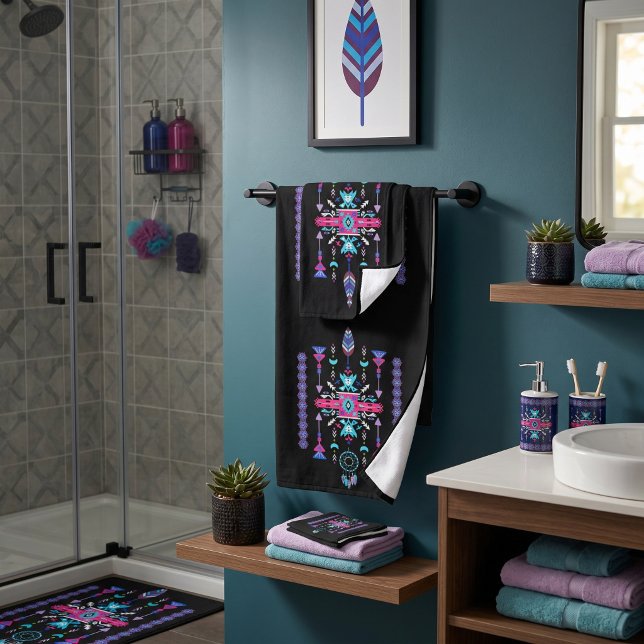 Purple tribal design bath towel set (Creator Uploaded)