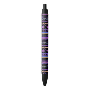 Purple tribal design black ink pen