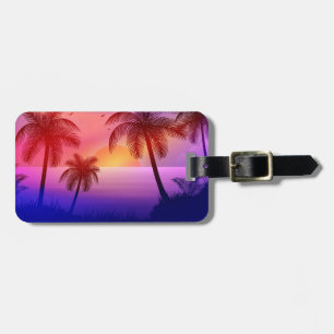 Purple Tropical Beach at Sunset Luggage Tag