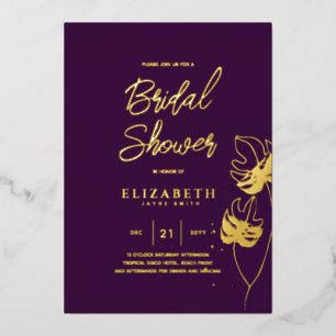Purple Tropical Disco BRIDAL SHOWER Gold Leaves