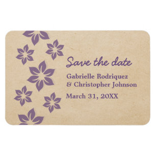 Purple Tropical Floral Save the Date Magnet