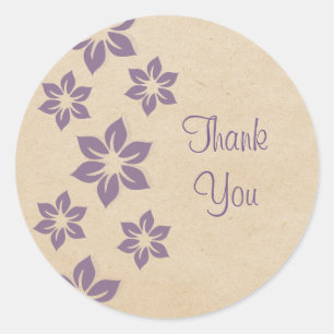 Purple Tropical Floral Thank You Stickers