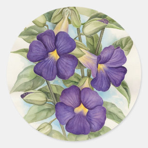 Purple Tropical Flower Painting - Multi Classic Round Sticker