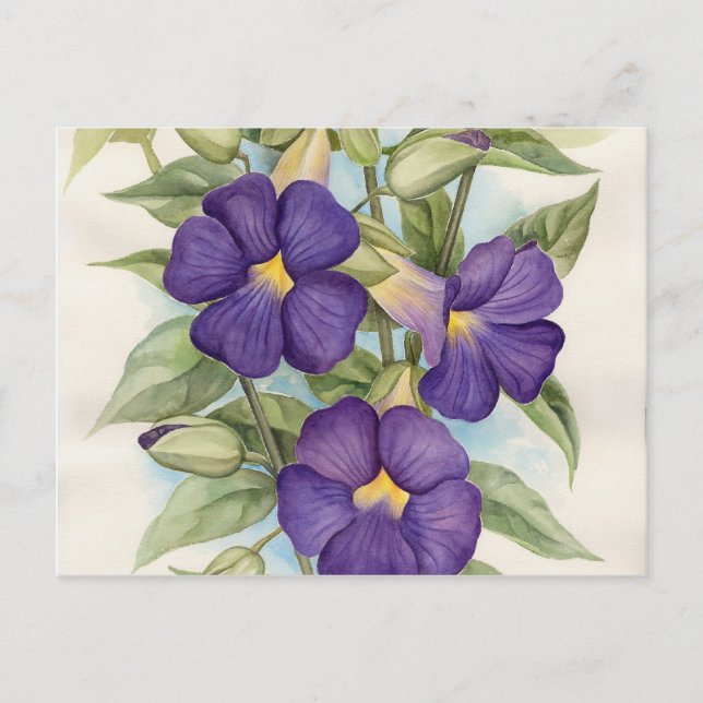 Purple Tropical Flower Painting - Multi Postcard (Front)