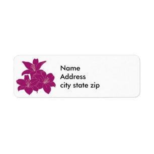 Purple tropical flowers label